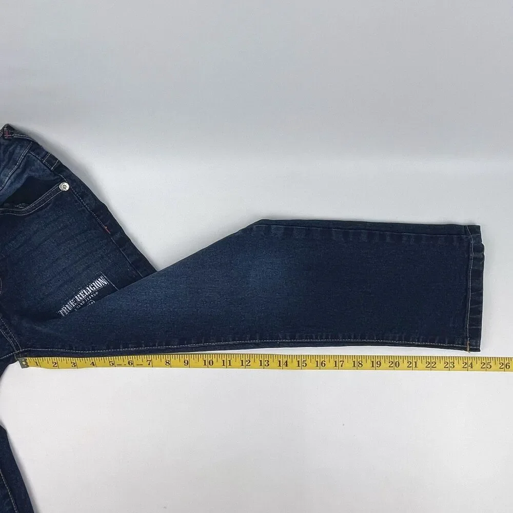True Religion Boys L 12 Straight Leg Dark Wash Denim Jeans Horseshoe 26x24.5